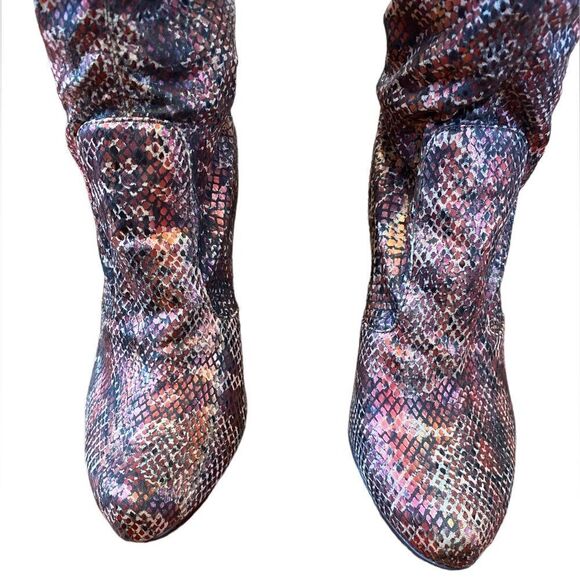 Carlos Santana Tall Boots 5.5 Platform High Heels Snake Reptile Stretch Fit Sexy - Picture 5 of 11